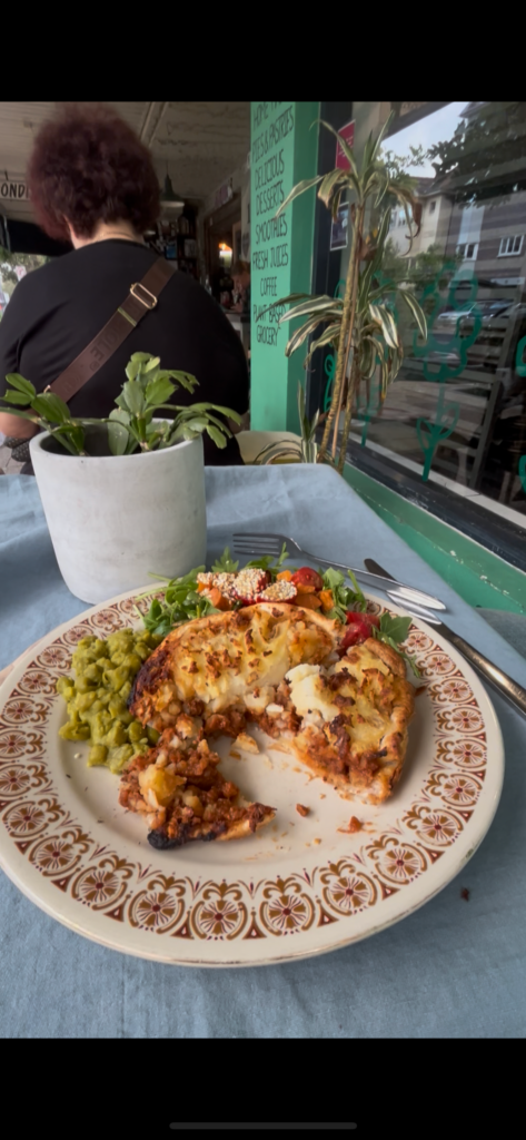 Lunch at Funky Pies with a Shepperd's Pie and side of salad